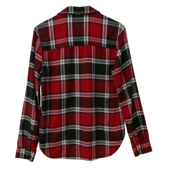 American Eagle Women's Red Black Plaid Flannel Shirt Classic Long Sleeve Small - Picture 3 of 3